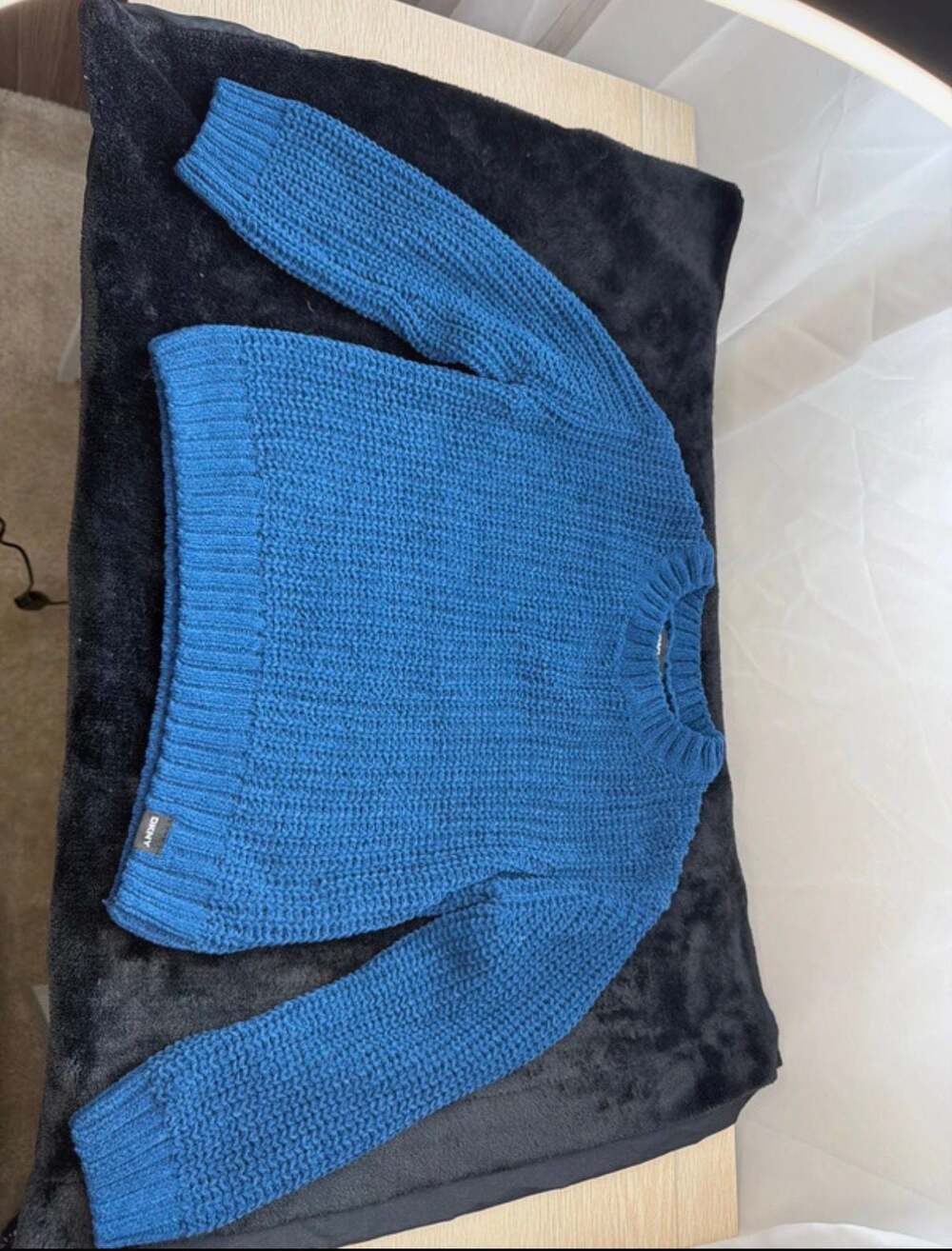 DKNY Blue Chenille Ribbed Knit Crewneck Sweater Size 3T